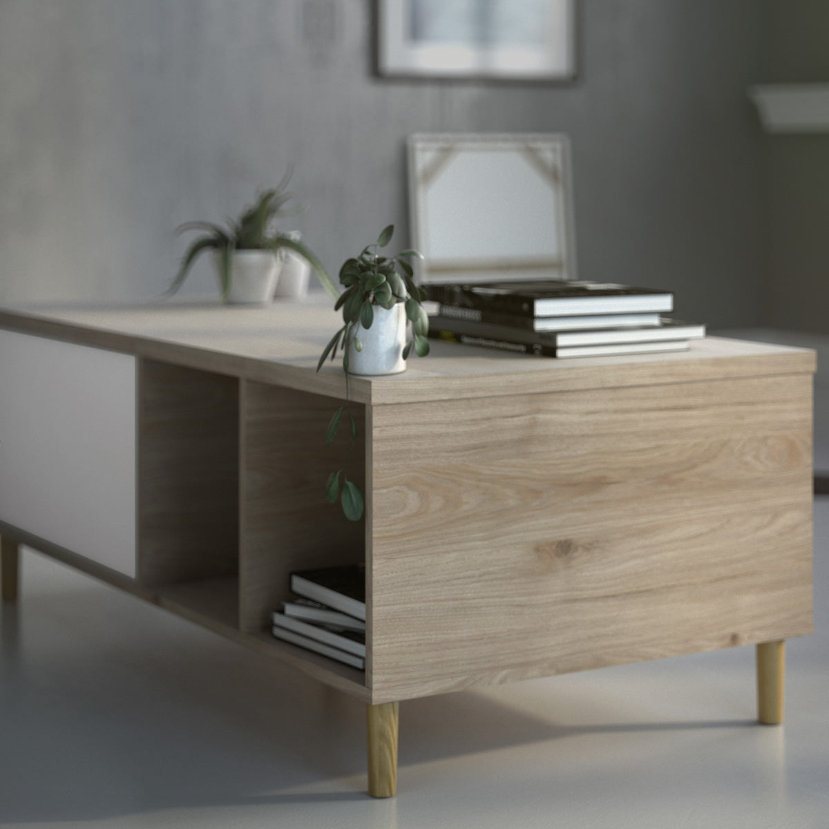 Wooden Coffee Table With Sliding Top in Jackson Hickory Oak - Rome