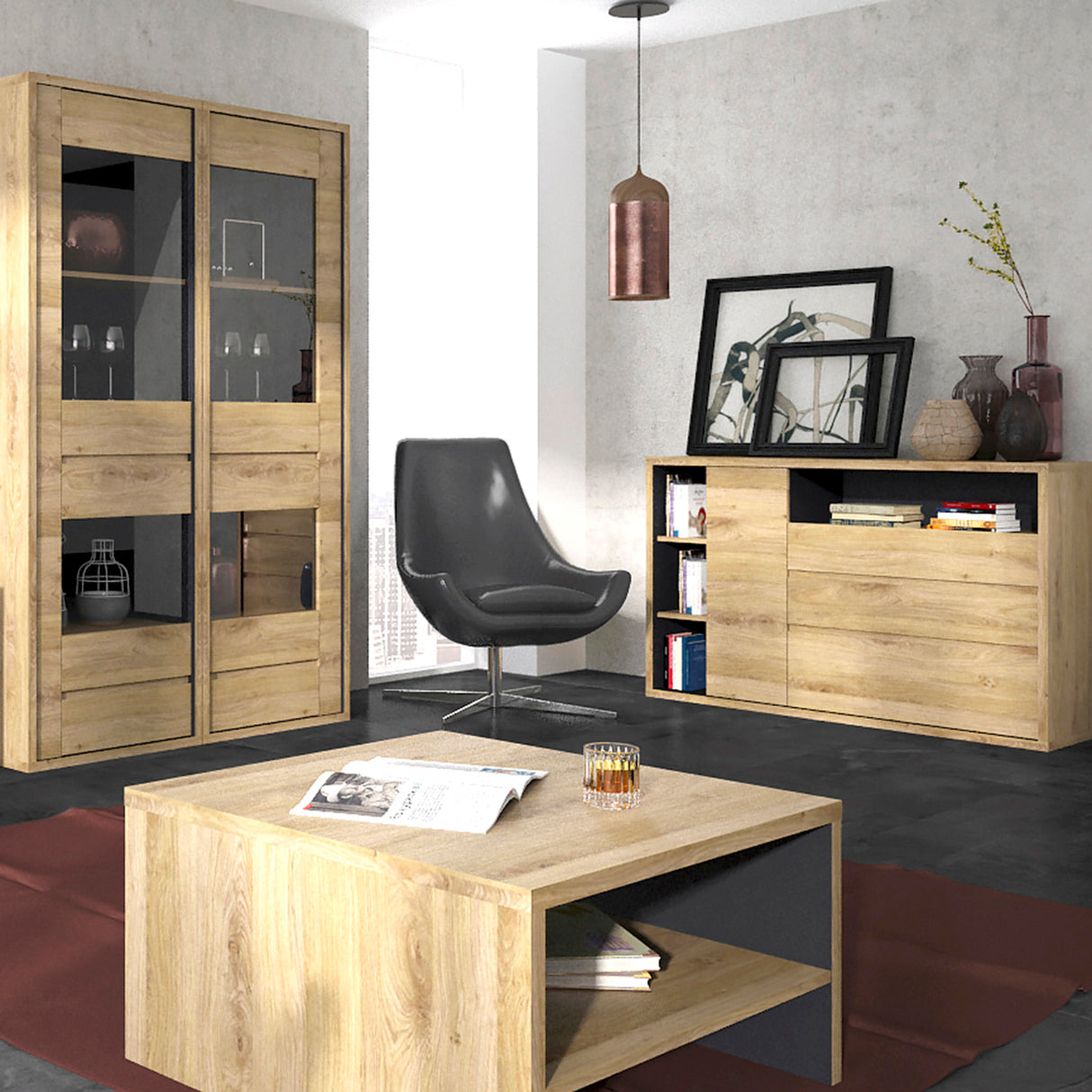 Wooden Coffee Table Square With Shelf - Shetland