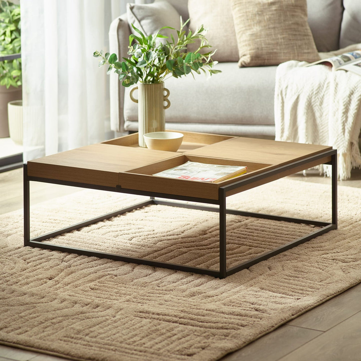 Wooden Coffee Table Square Tray - Ezra