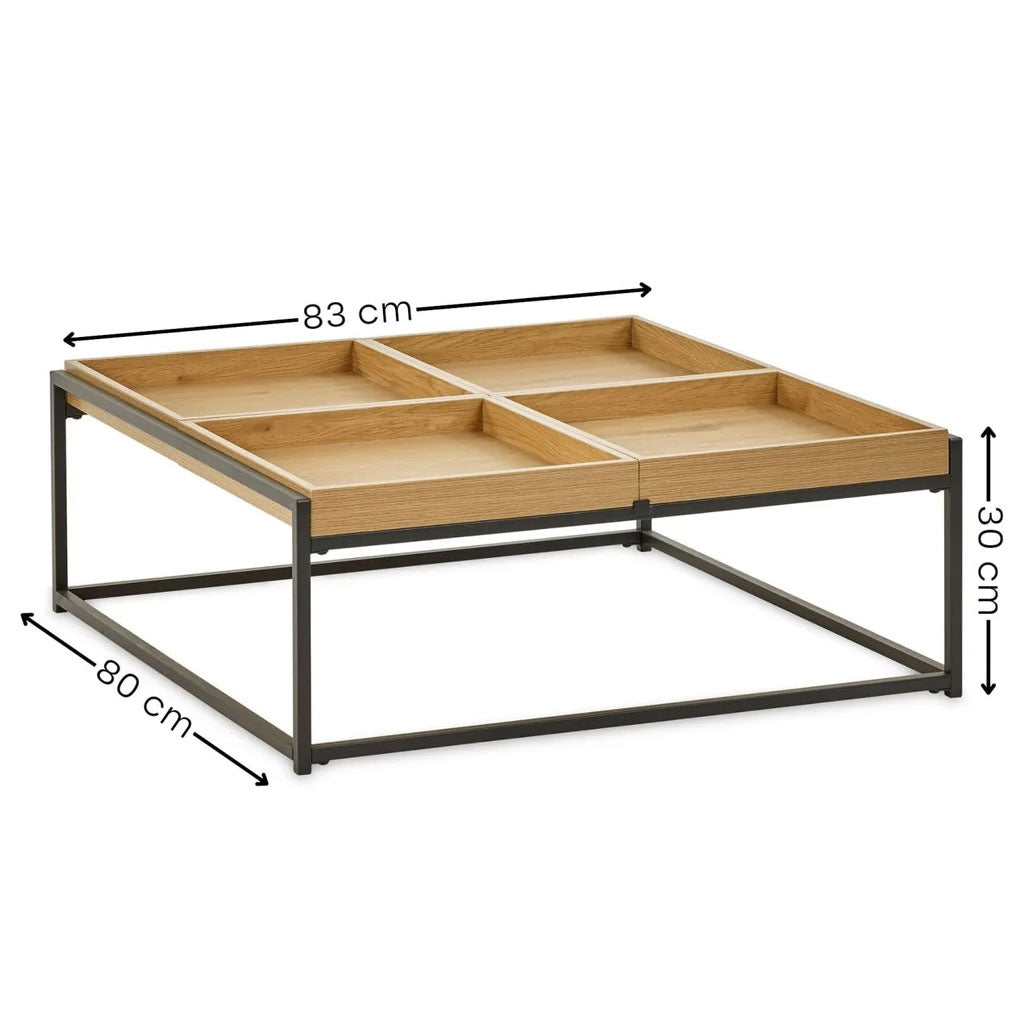 Wooden Coffee Table Square Tray - Ezra