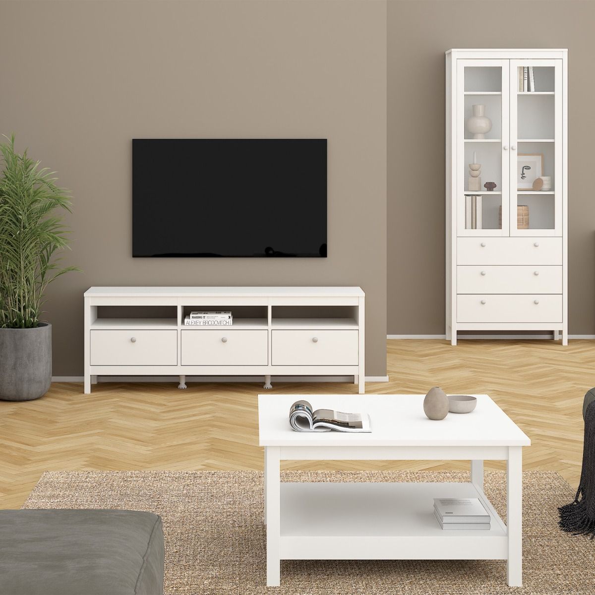 Wooden Coffee Table Square With Under Shelf - Madrid