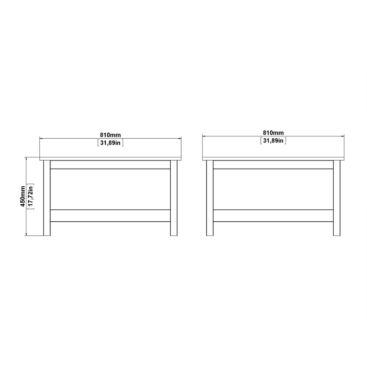 Wooden Coffee Table Square With Under Shelf - Madrid