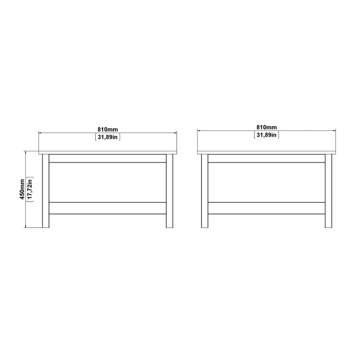 Wooden Coffee Table Square With Under Shelf - Madrid