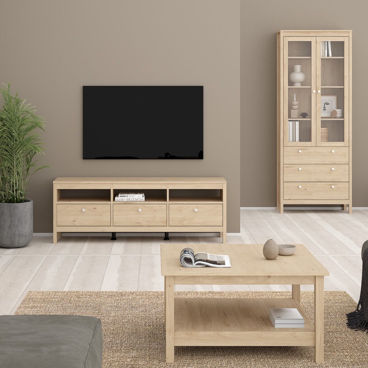 Wooden Coffee Table Square With Under Shelf - Madrid