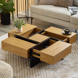 Wooden Coffee Table With Storage Square - Tahoe