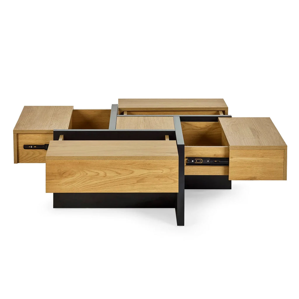 Wooden Coffee Table With Storage Square - Tahoe