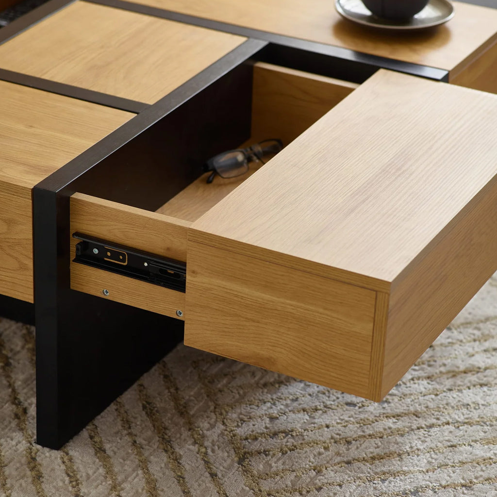 Wooden Coffee Table With Storage Square - Tahoe
