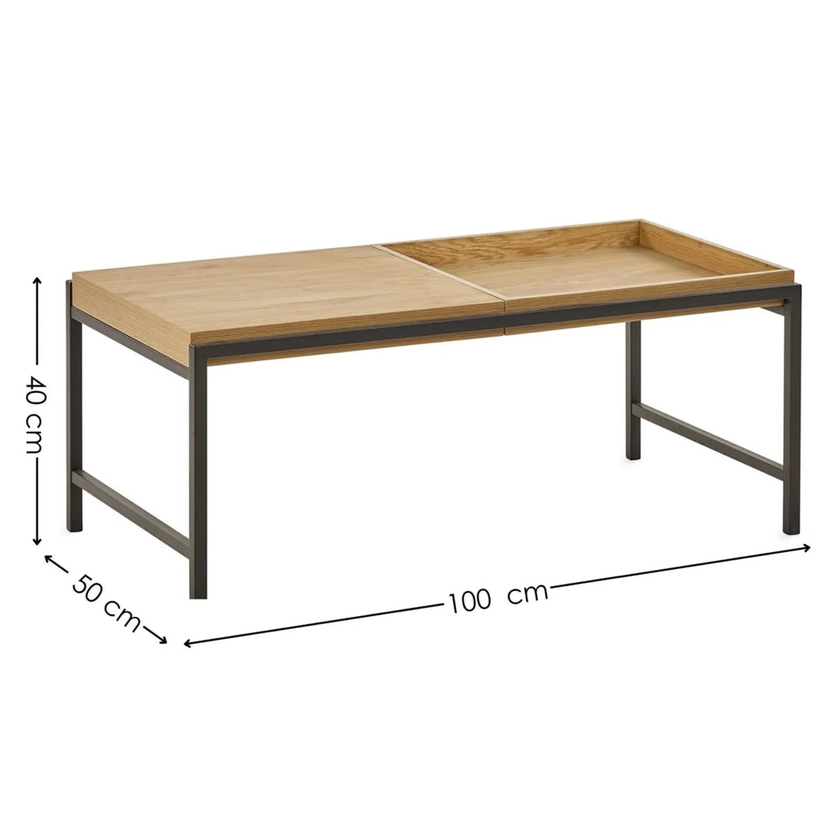 Wooden Coffee Table With Storage Tray - Reuben
