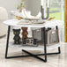 Wooden Coffee Table With Under Shelf in Marble Effect - Velmora