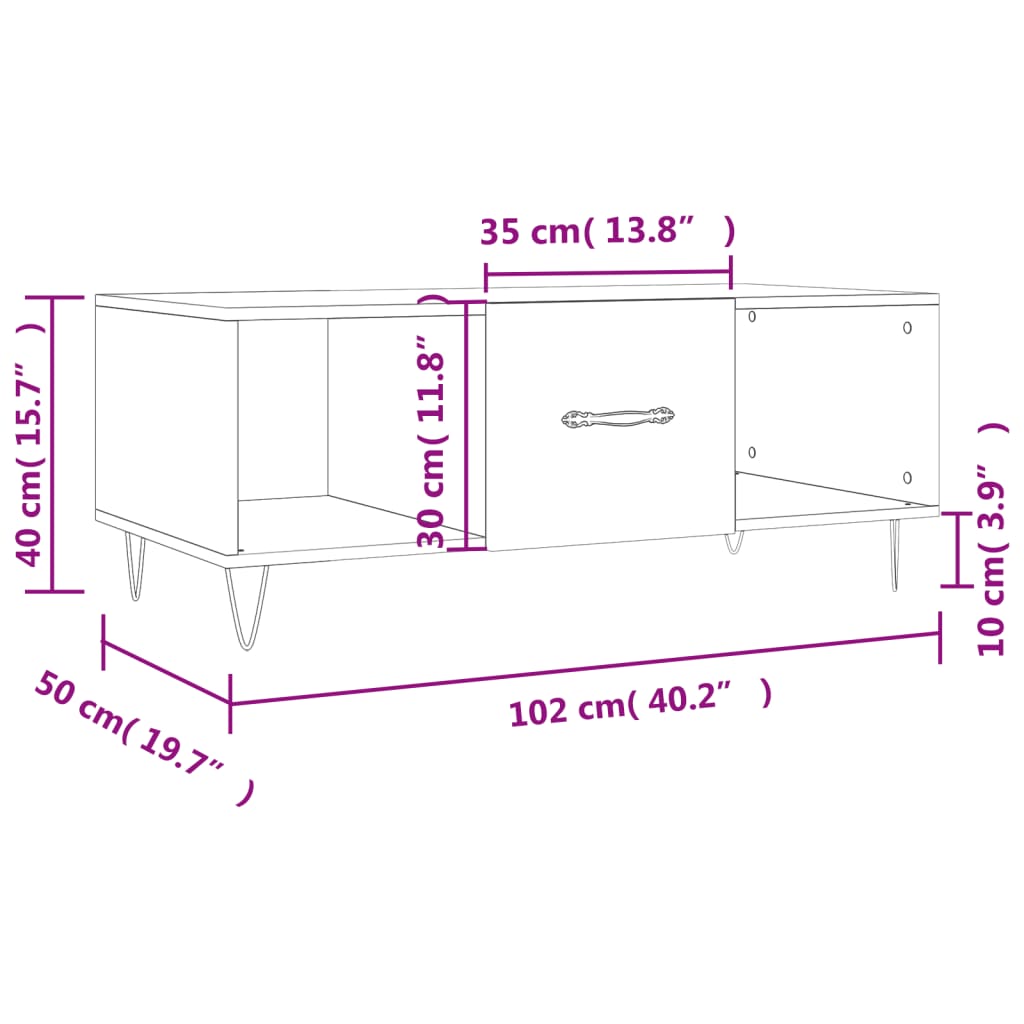 Wooden Coffee Table 102cm Wide With 1 Door - Vantage Home