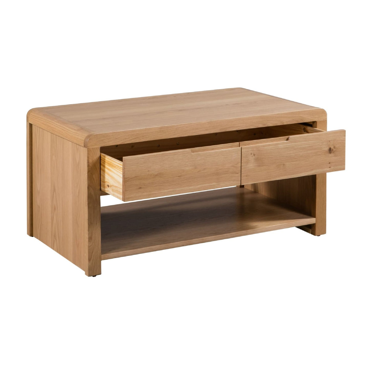 Wooden Coffee Table With 1 Drawer - Curve