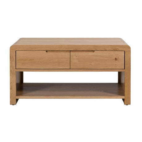 Wooden Coffee Table With 1 Drawer - Curve