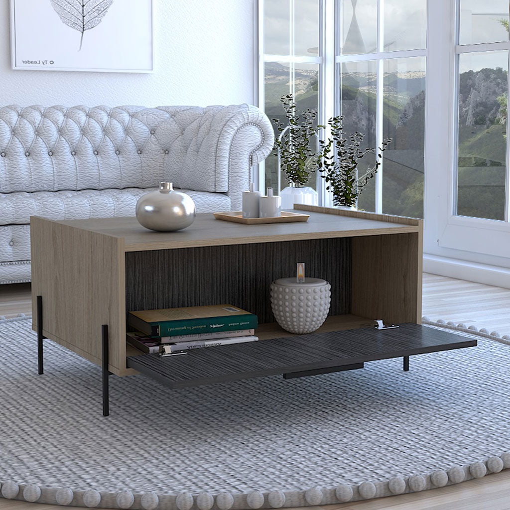 Wooden Coffee Table With 1 Flap Door - Harvard