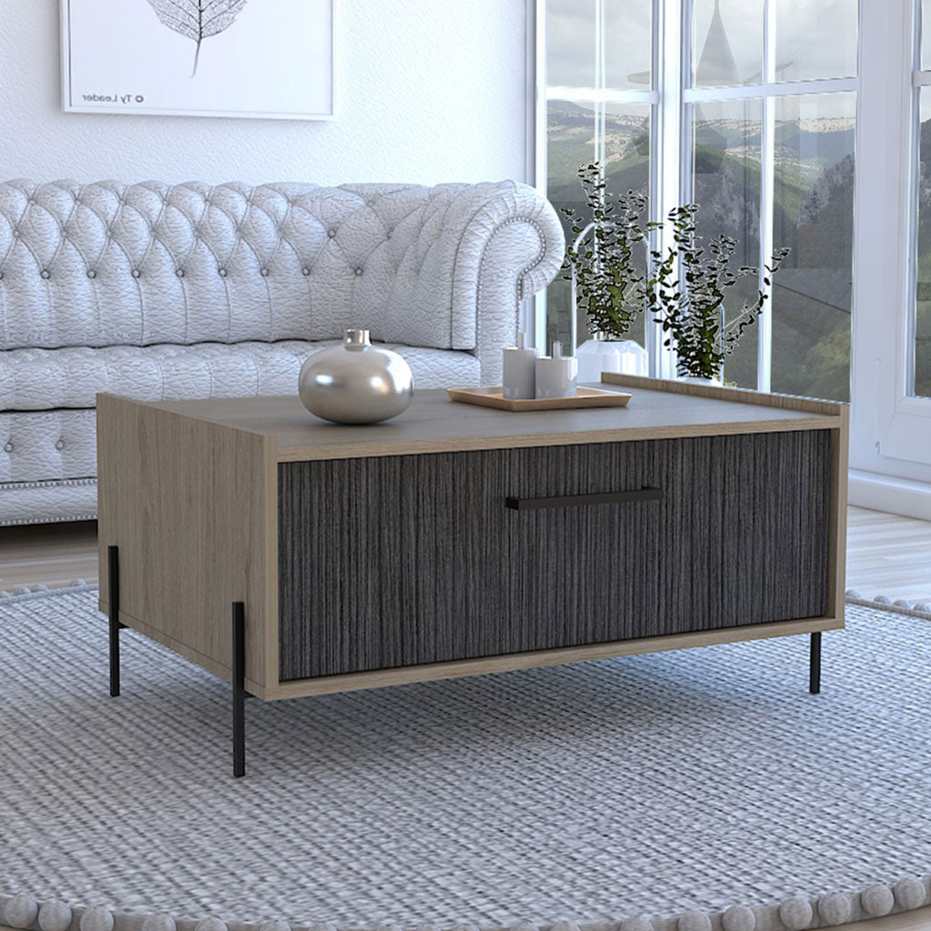 Wooden Coffee Table With 1 Flap Door - Harvard