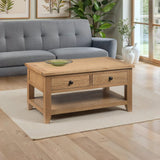 Wooden Coffee Table With 2 Drawers And Shelf - Astoria