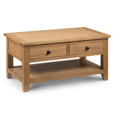 Wooden Coffee Table With 2 Drawers And Shelf - Astoria