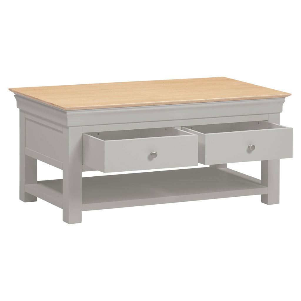 Wooden Coffee Table With 2 Drawers - Bordeaux