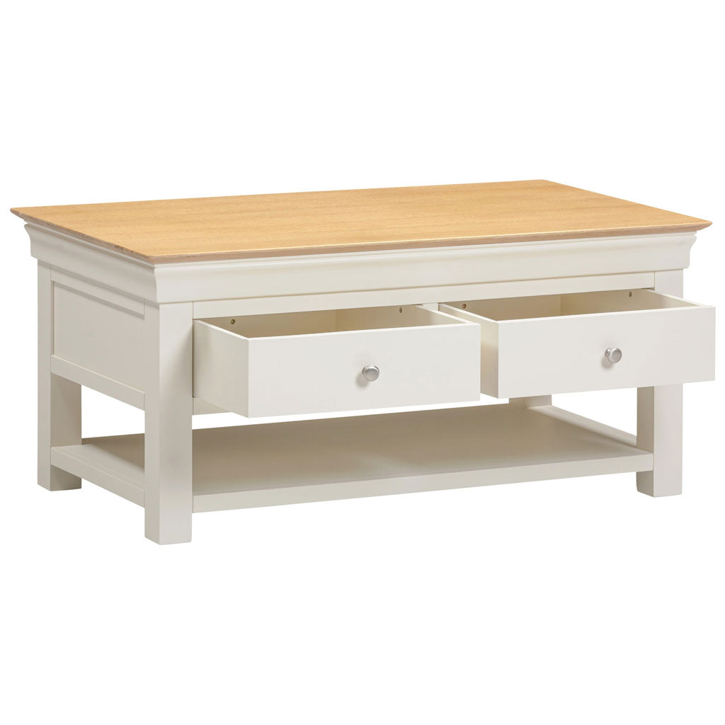 Wooden Coffee Table With 2 Drawers - Bordeaux