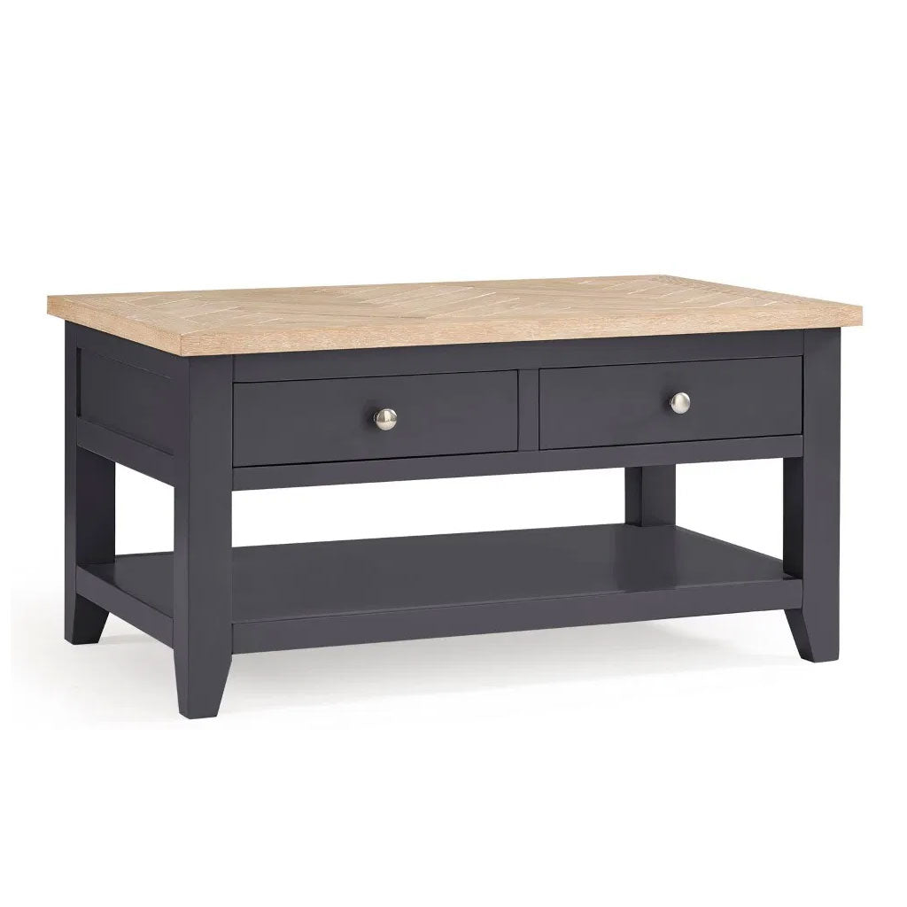 Wooden Coffee Table With 2 Drawers Rectangular - Bordeaux