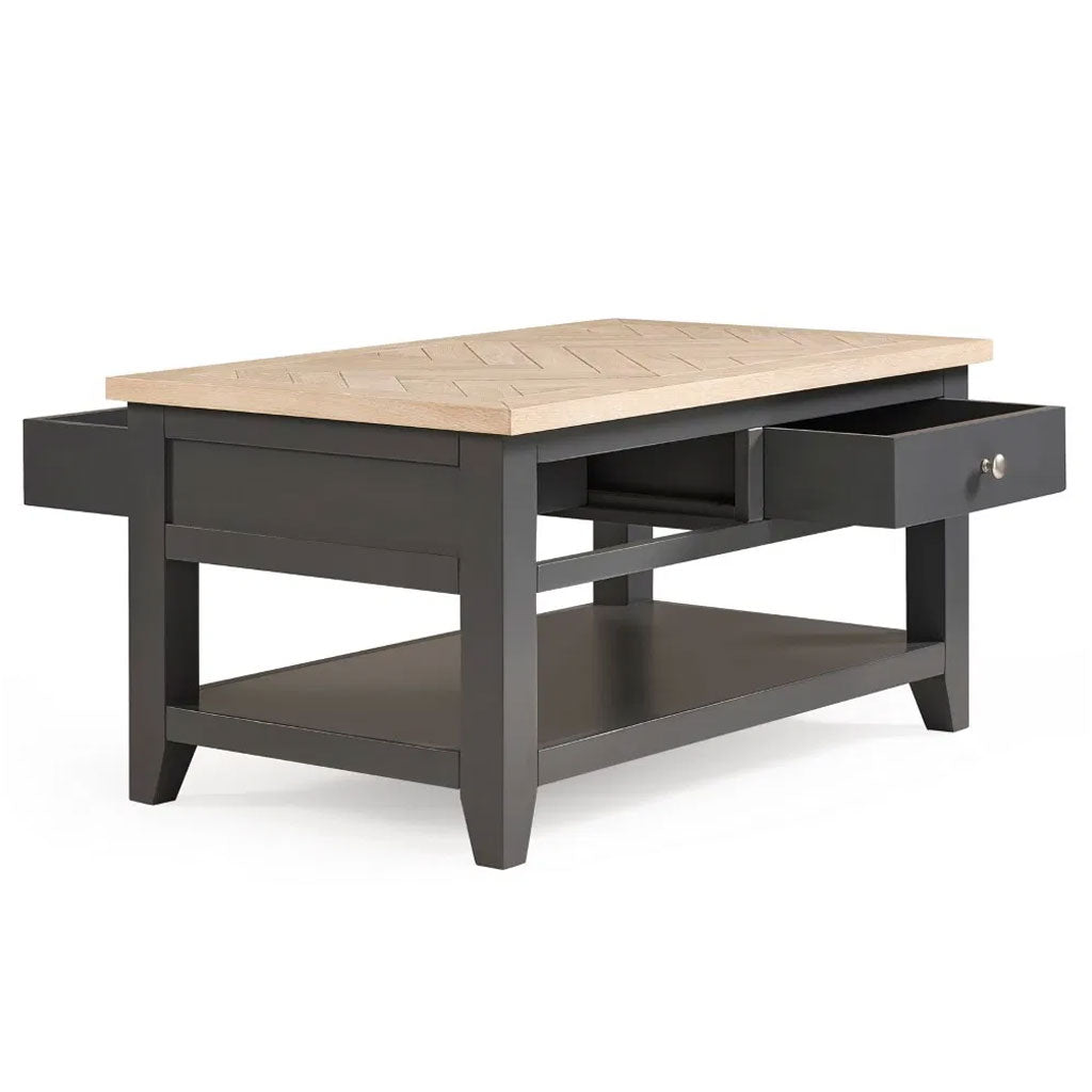 Wooden Coffee Table With 2 Drawers Rectangular - Bordeaux