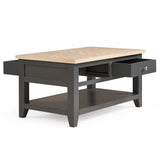 Wooden Coffee Table With 2 Drawers Rectangular - Bordeaux