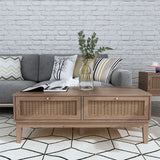 Wooden Coffee Table Rectangular With 2 Drawers - Bordeaux