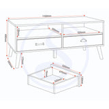 Wooden Coffee Table With 2 Drawers - Nordic