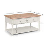 Wooden Coffee Table With 2 Drawers - Provence