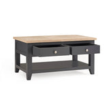 Wooden Coffee Table With 2 Drawers Rectangular - Bordeaux
