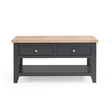 Wooden Coffee Table With 2 Drawers Rectangular - Bordeaux