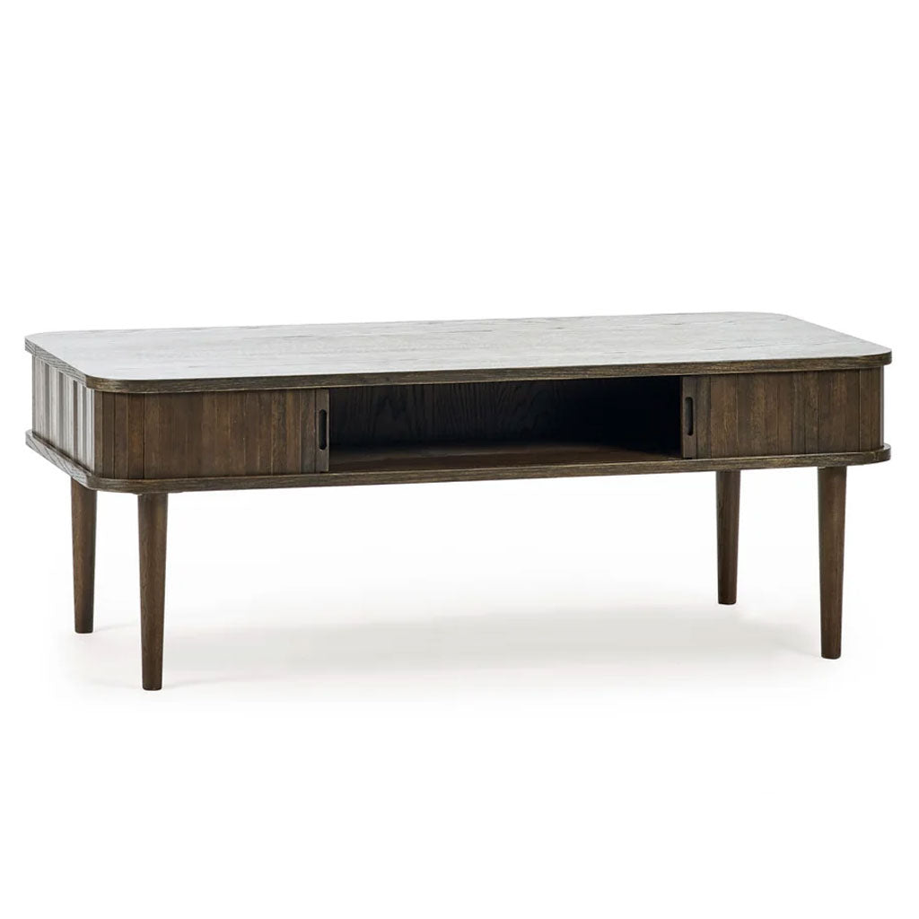 Wooden Coffee Table With 2 Sliding Doors - Arya