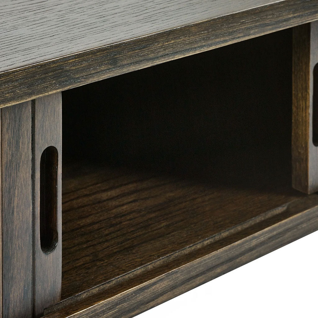 Wooden Coffee Table With 2 Sliding Doors - Arya