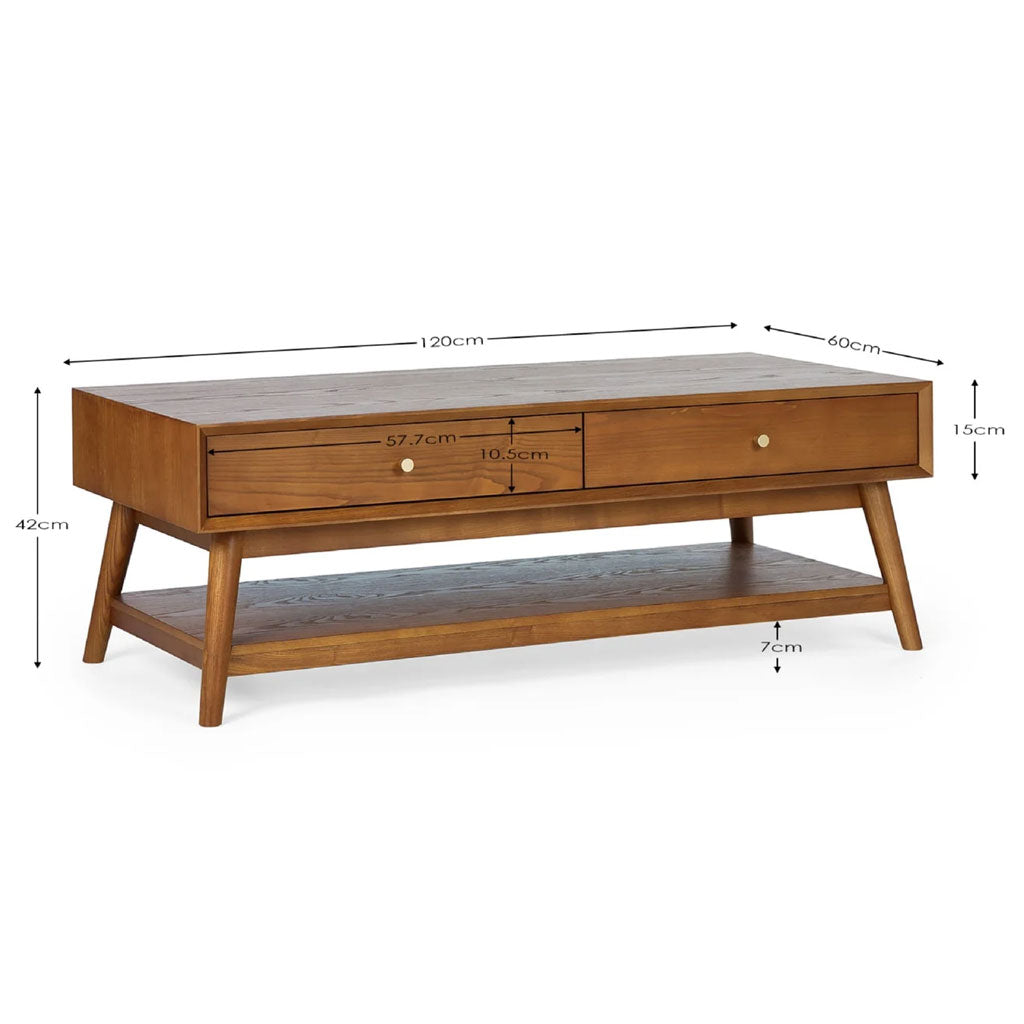 Wooden Coffee Table With 4 Drawers - Lowry