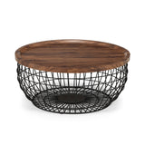 Wooden Coffee Table With Black Metal Frame - Smithson