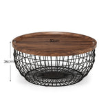 Wooden Coffee Table With Black Metal Frame - Smithson