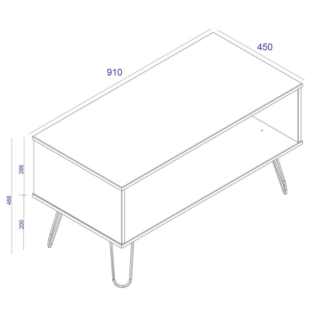 Wooden Coffee Table With Shelf - Augusta