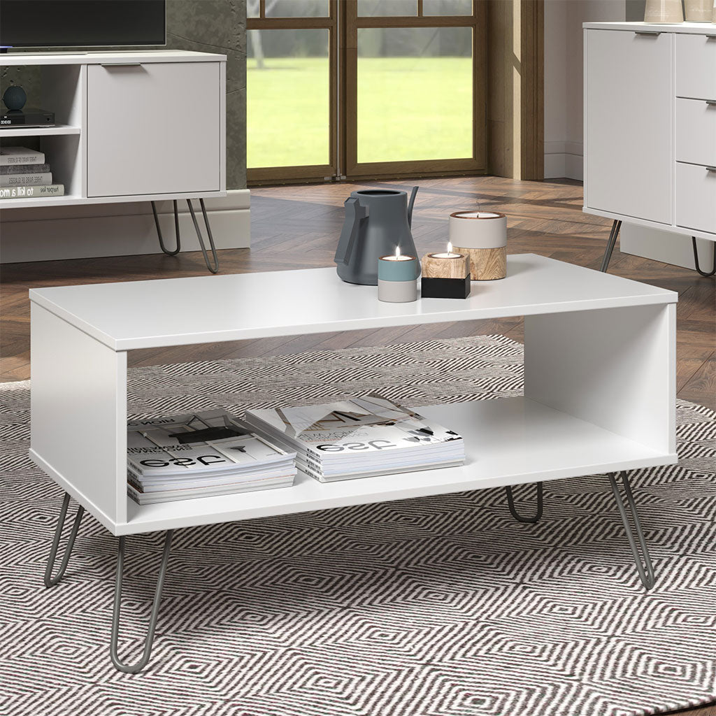 Wooden Coffee Table With Shelf - Augusta