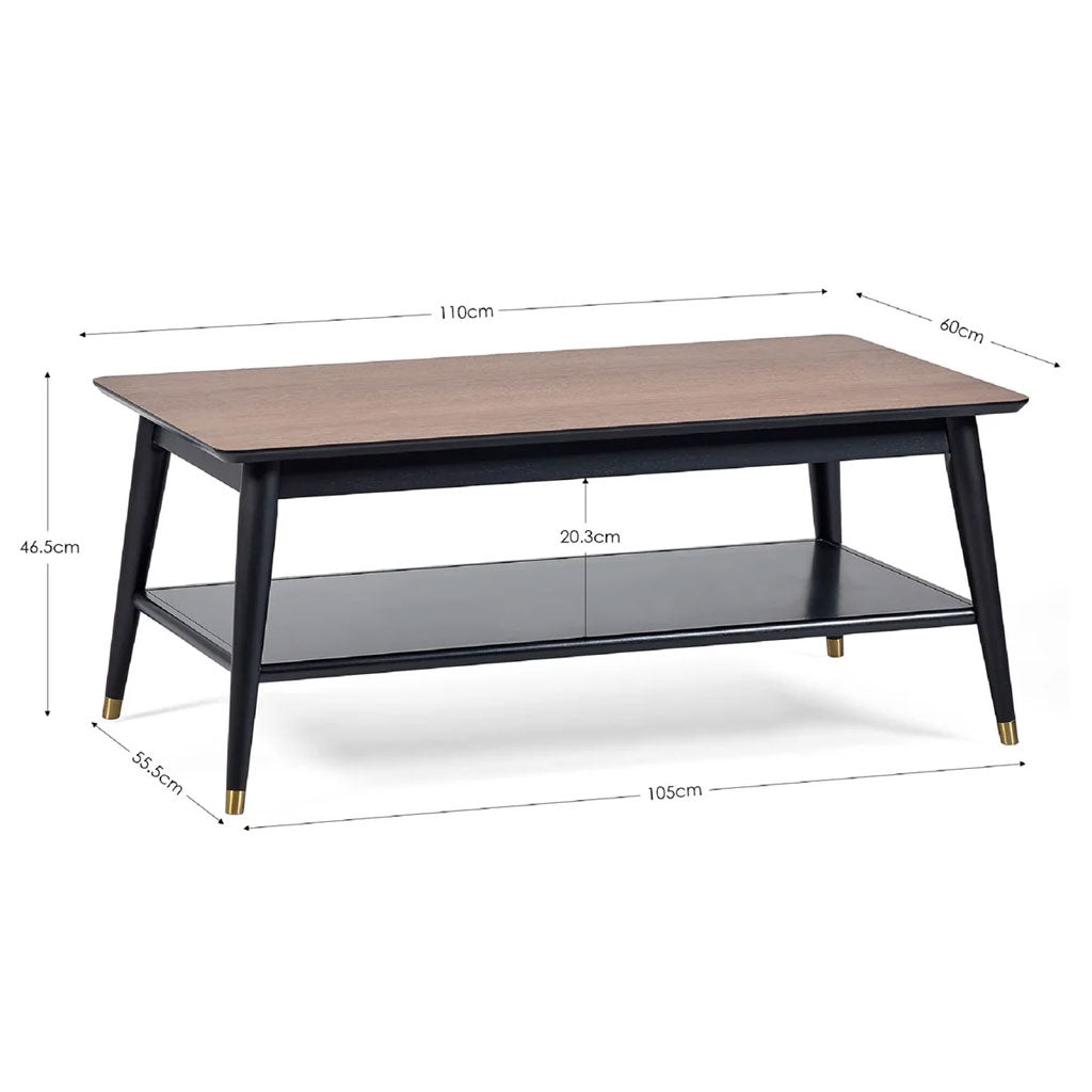 Wooden Coffee Table With Shelf - Findlay