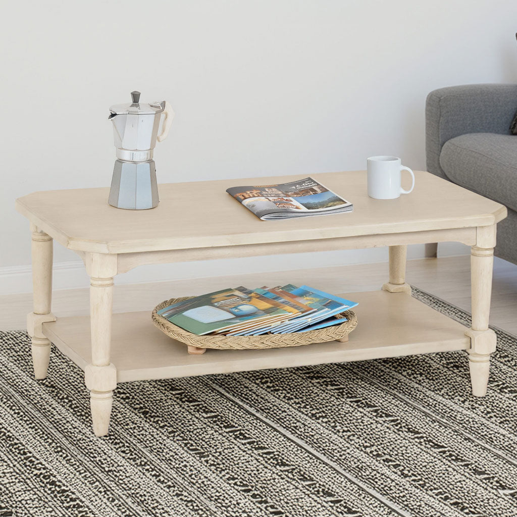 Wooden Coffee Table With Under Shelf - Chantilly