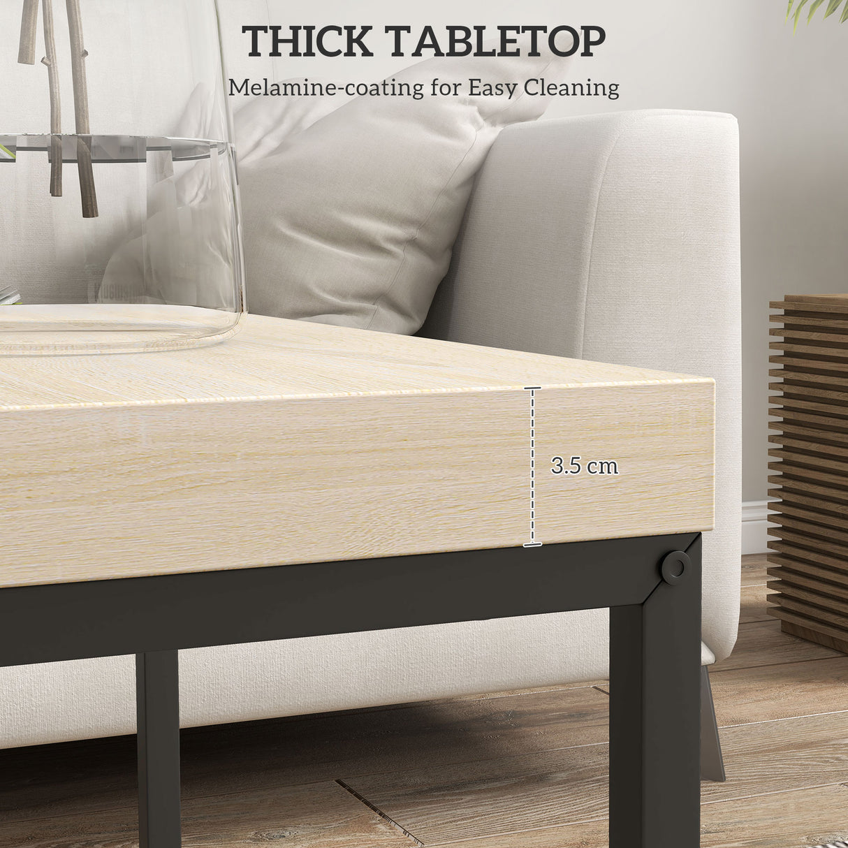 Wooden Coffee Tables Square in Set of 2 With 3.5cm Thick Table top - Velmora