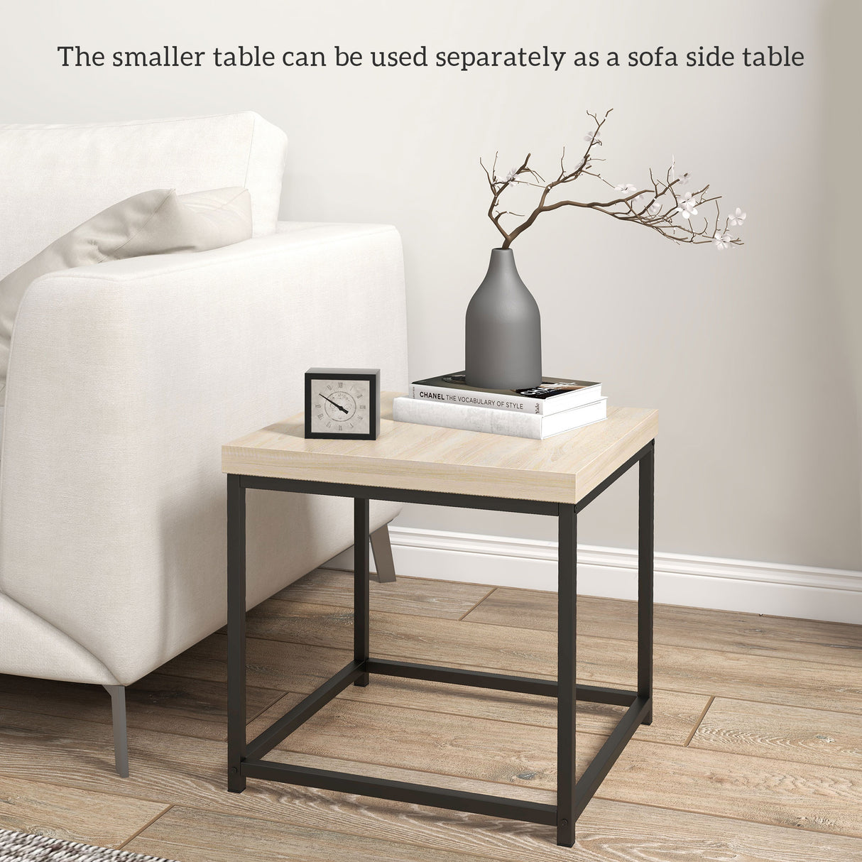 Wooden Coffee Tables Square in Set of 2 With 3.5cm Thick Table top - Velmora