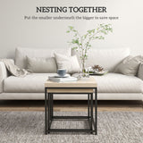 Wooden Coffee Tables Square in Set of 2 With 3.5cm Thick Table top - Velmora
