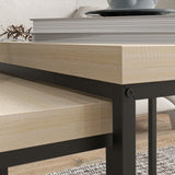 Wooden Coffee Tables Square in Set of 2 With 3.5cm Thick Table top - Velmora