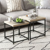 Wooden Coffee Tables Square in Set of 2 With 3.5cm Thick Table top - Velmora