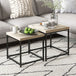 Wooden Coffee Tables Square in Set of 2 With 3.5cm Thick Table top - Velmora