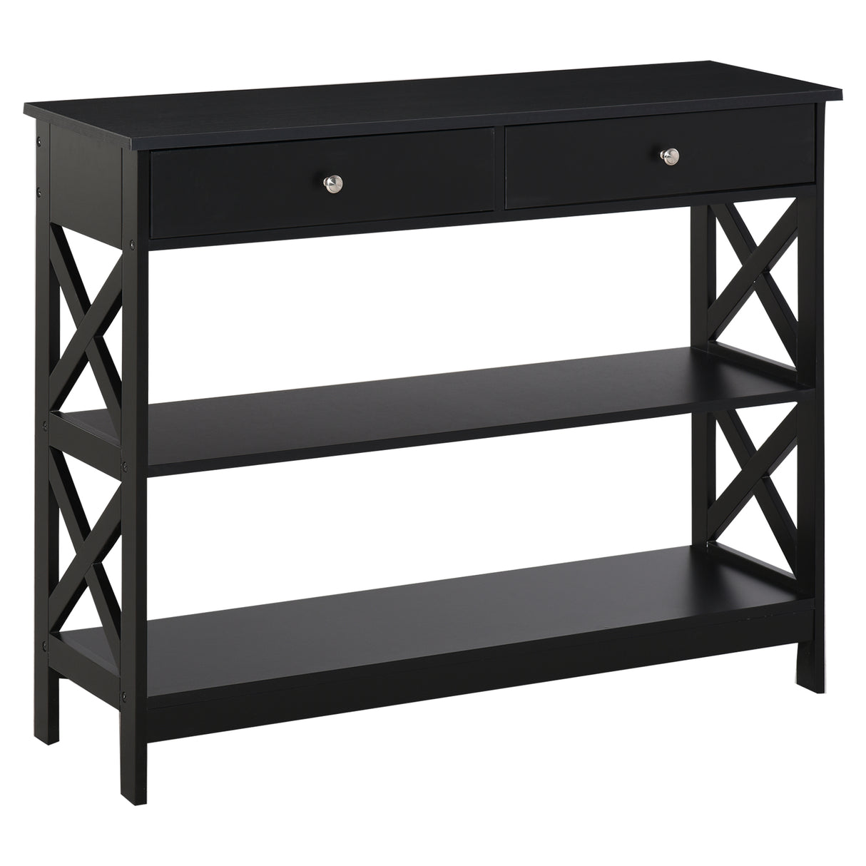 Wooden Console Table 100cm Wide With 2 Drawers And 2 Shelves - Velmora