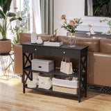 Wooden Console Table 100cm Wide With 2 Drawers And 2 Shelves - Velmora
