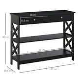 Wooden Console Table 100cm Wide With 2 Drawers And 2 Shelves - Velmora