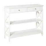 Wooden Console Table 100cm Wide With 2 Drawers And 2 Shelves - Velmora