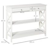 Wooden Console Table 100cm Wide With 2 Drawers And 2 Shelves - Velmora